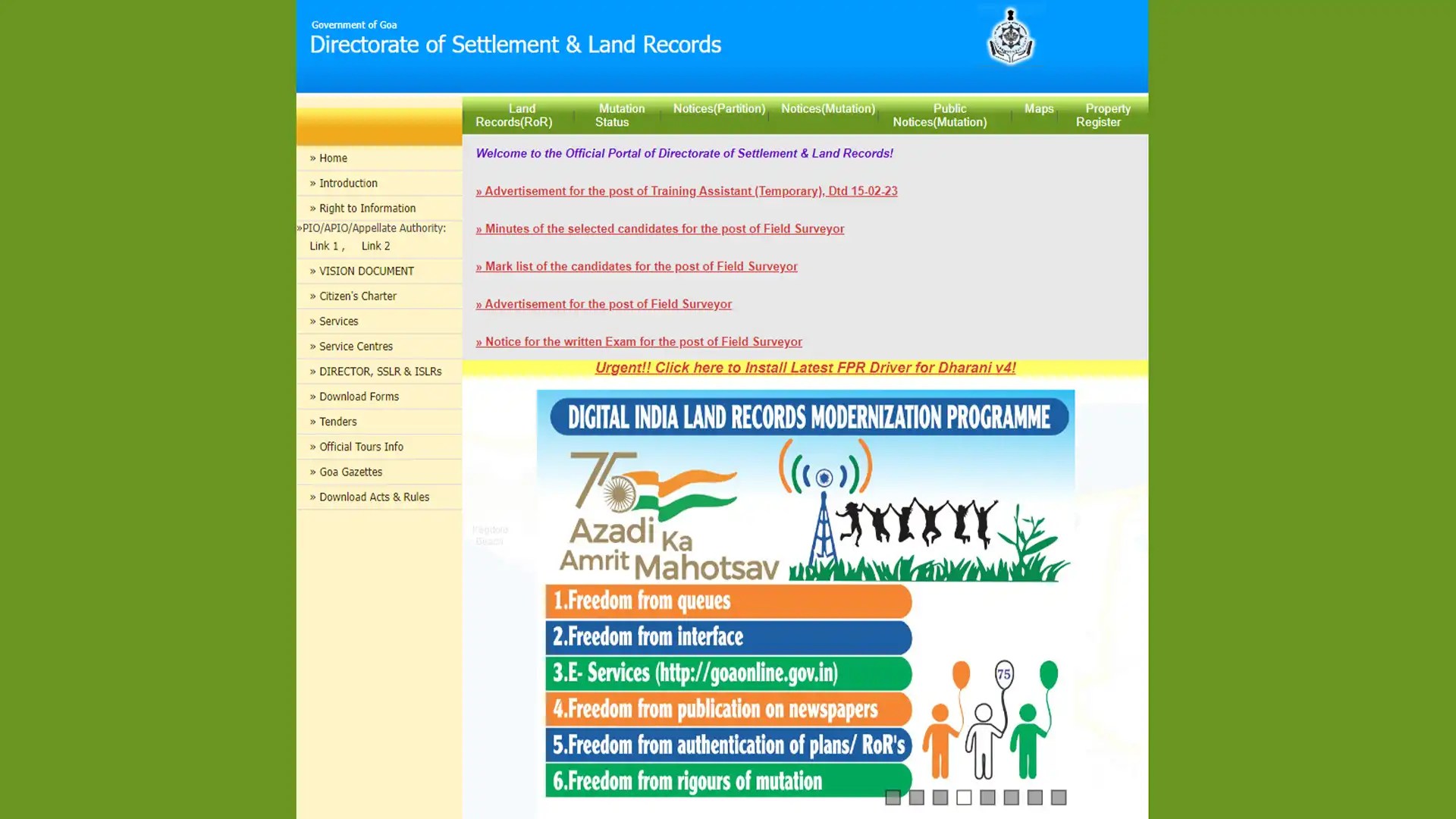 Goa Land Records Services, Forms I and XIV Goa, View Partition Notices